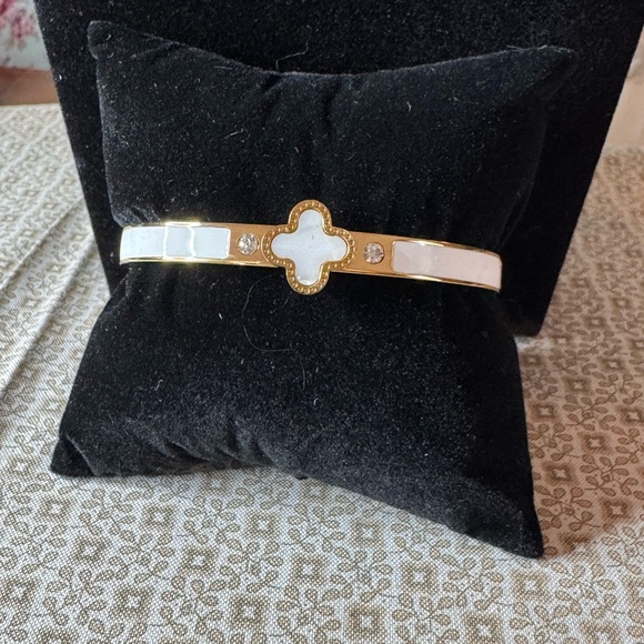 Jewelry - Gold and White Bracelet with Crystal Accents